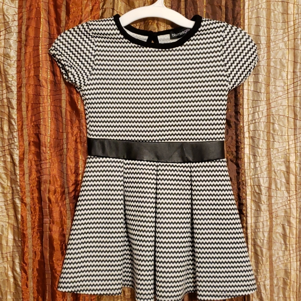 Girls Chevron & Leather Dress